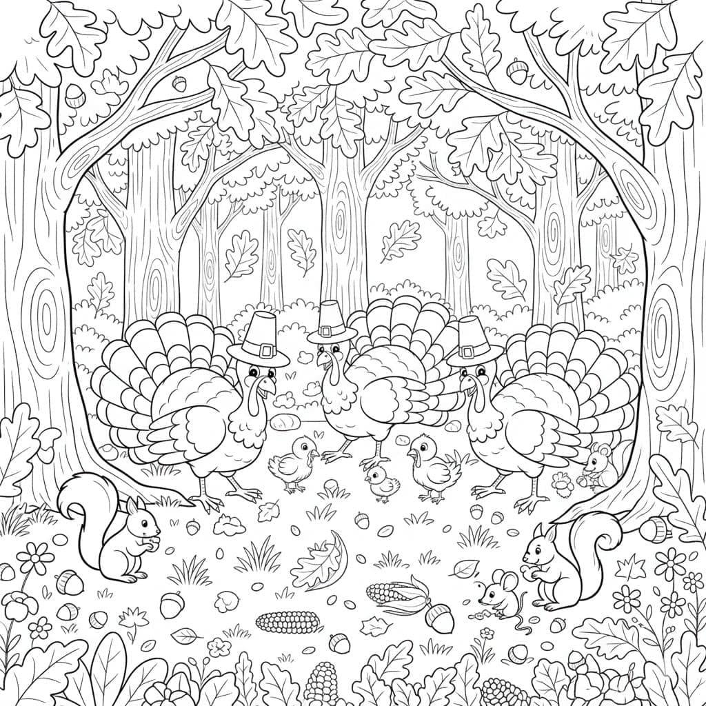 Gratis kalkun til børn Tegninger til Farvelægning