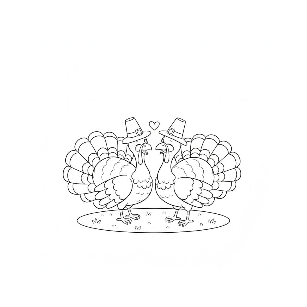 Kærligheden til kalkuner Tegninger til Farvelægning