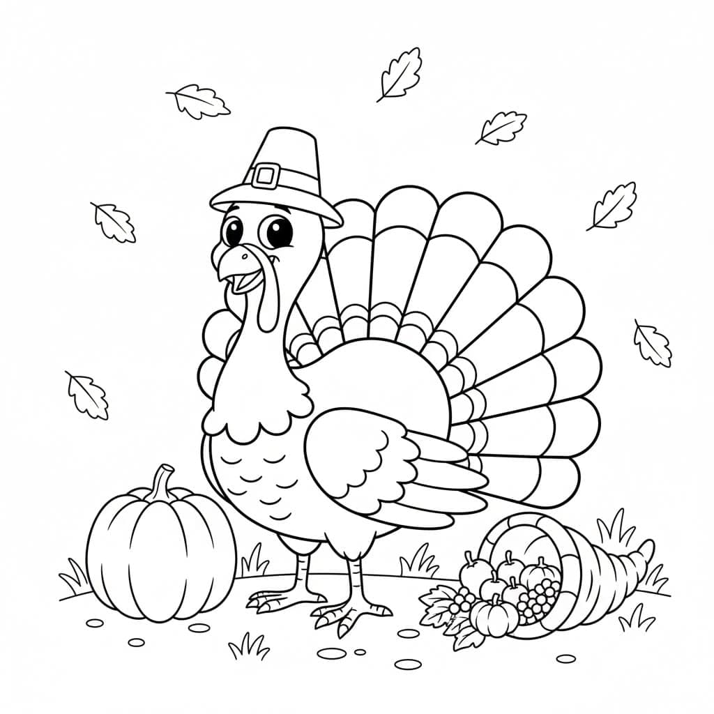 Kalkun er frit at udskrive Tegninger til Farvelægning