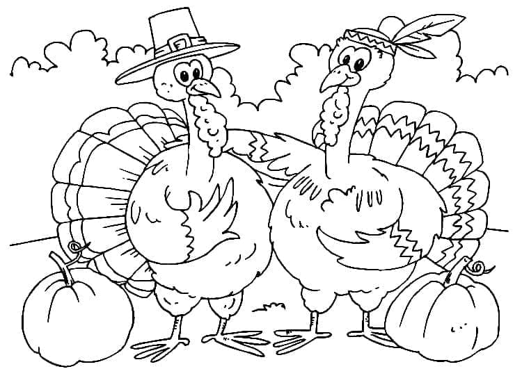 Kalkun familie Tegninger til Farvelægning