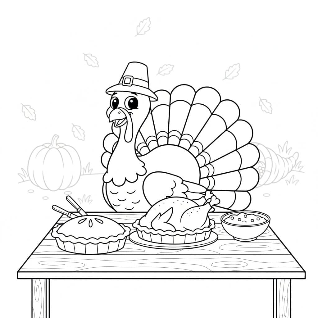 Kalkun printbar Tegninger til Farvelægning