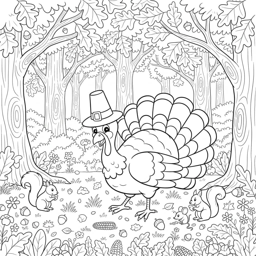 Kalkunjagt Tegninger til Farvelægning