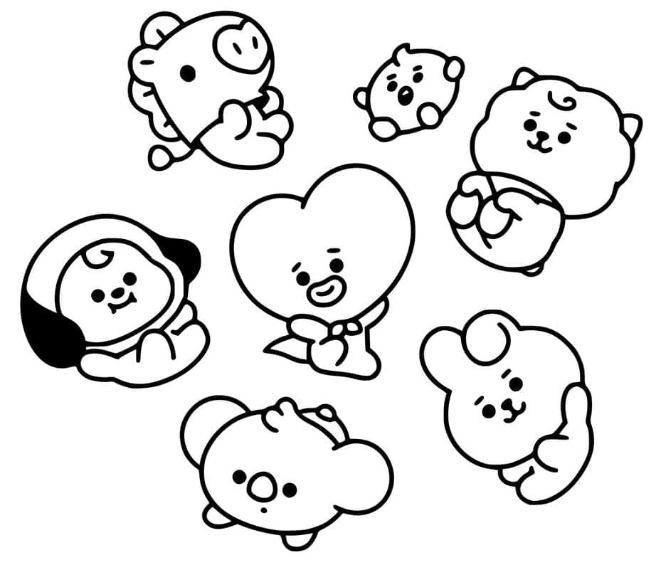 Kawaii BT21 Tegninger til Farvelægning