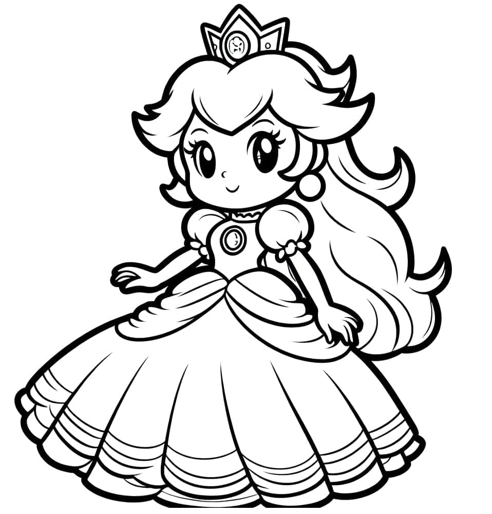 Kawaii Prinsesse Peach Tegninger til Farvelægning