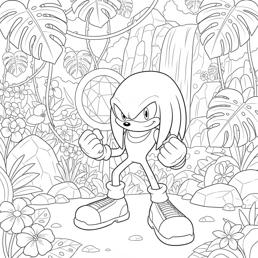 Knuckles i skoven Tegninger til Farvelægning