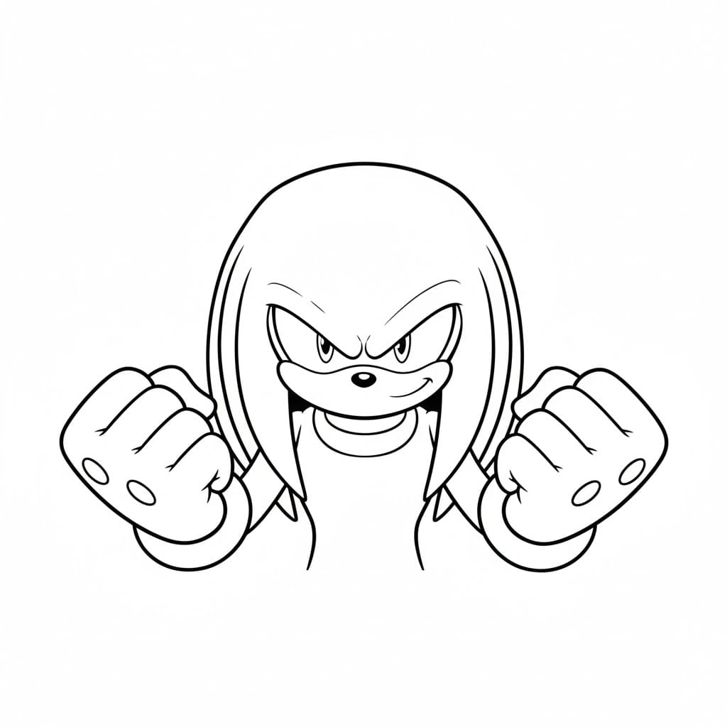 Knuckles magt Tegninger til Farvelægning