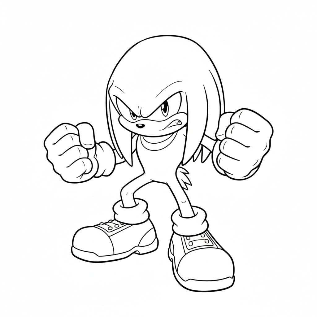 Knuckles vred Tegninger til Farvelægning