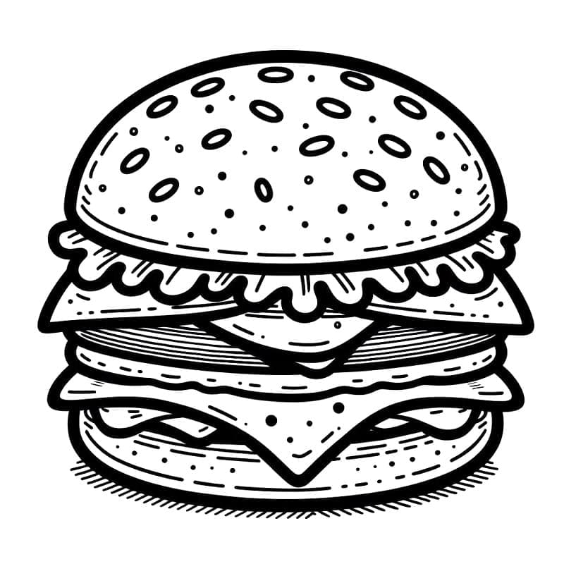 Lækker hamburger Tegninger til Farvelægning