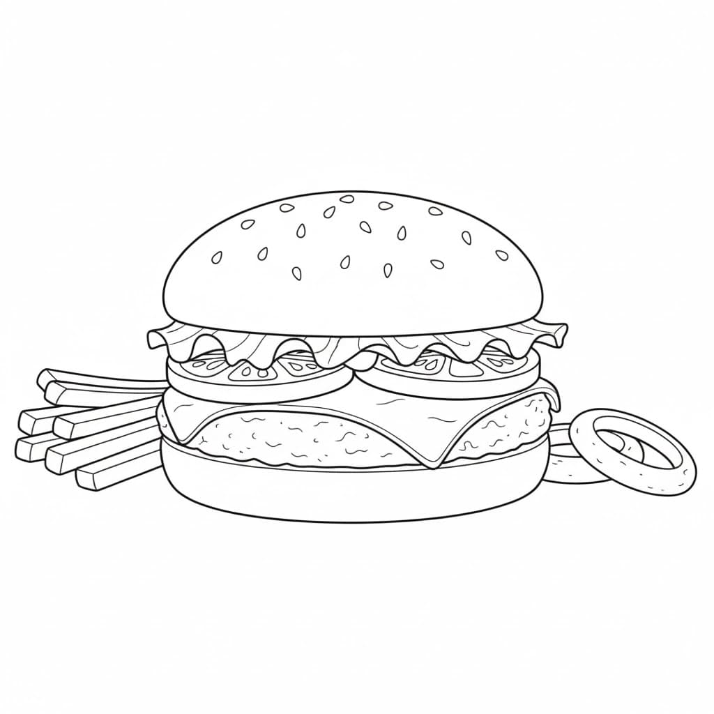 Meget simpel hamburger Tegninger til Farvelægning