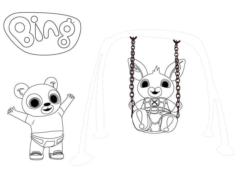 Pando og Bing Tegninger til Farvelægning