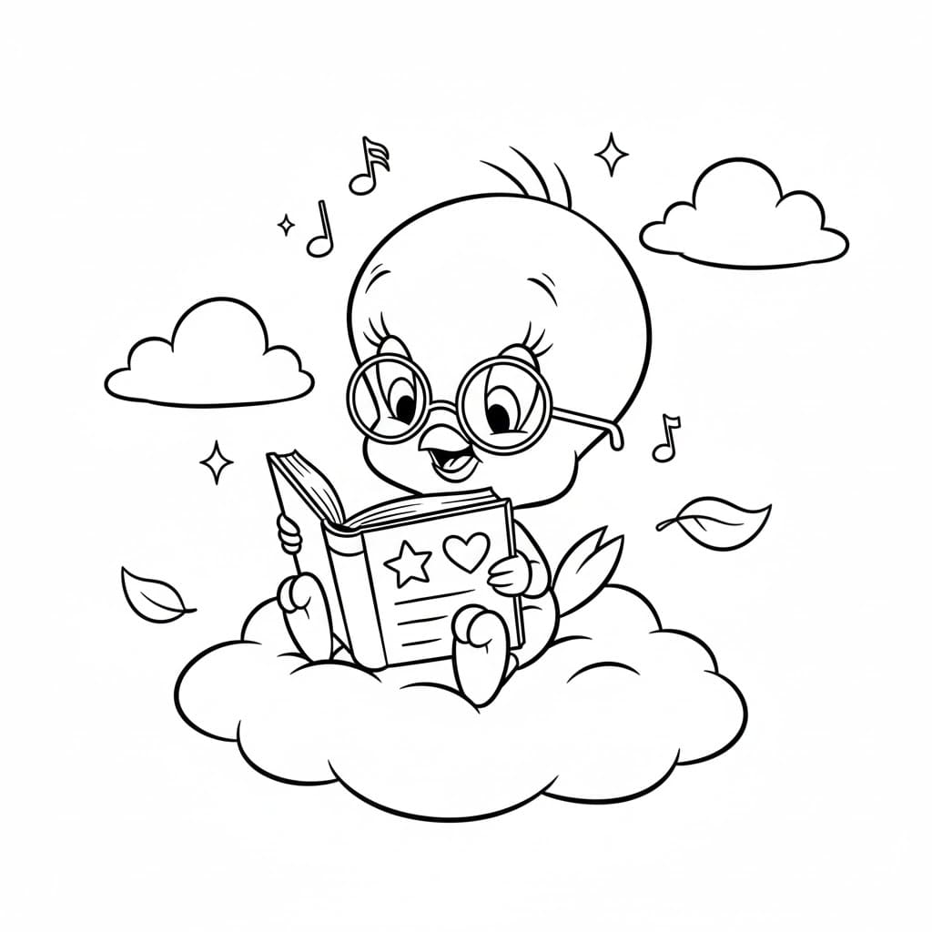 Pip læser avisen Tegninger til Farvelægning