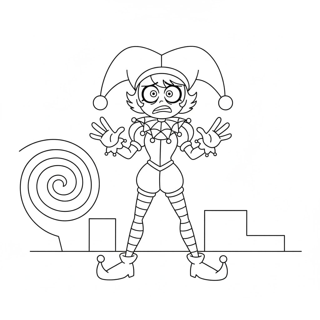 Pomni bange Tegninger til Farvelægning