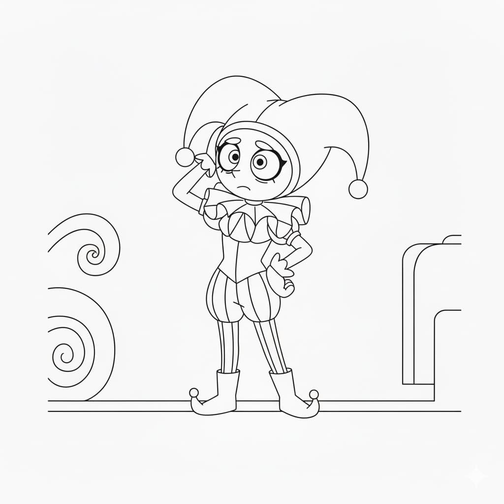 Pomni for børn gratis Tegninger til Farvelægning