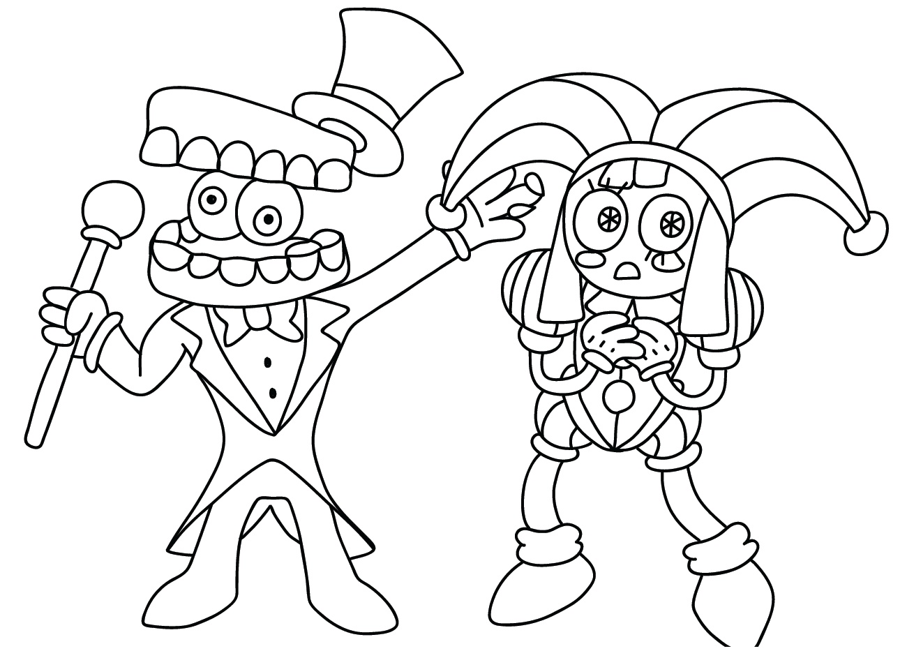 Pomni glad Tegninger til Farvelægning