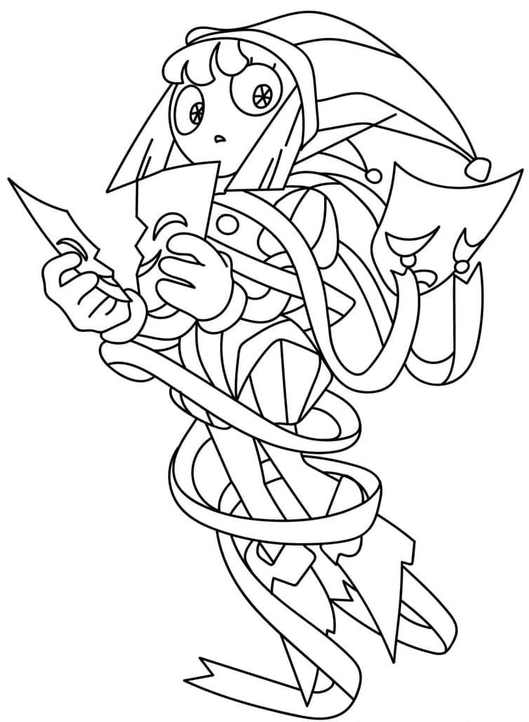 Pomni og Gangle Tegninger til Farvelægning