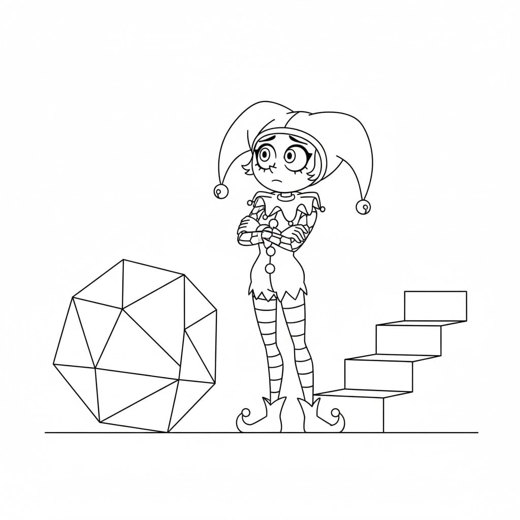 Pomni stående Tegninger til Farvelægning