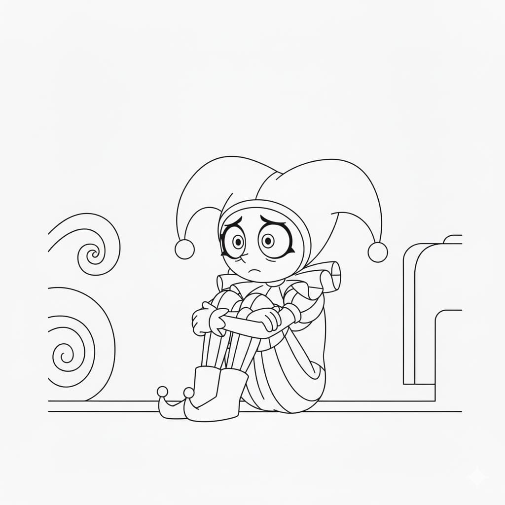 Pomni trist Tegninger til Farvelægning