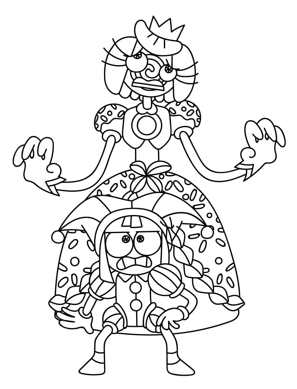 Prinsesse Loolilalu og Pomni bange Tegninger til Farvelægning