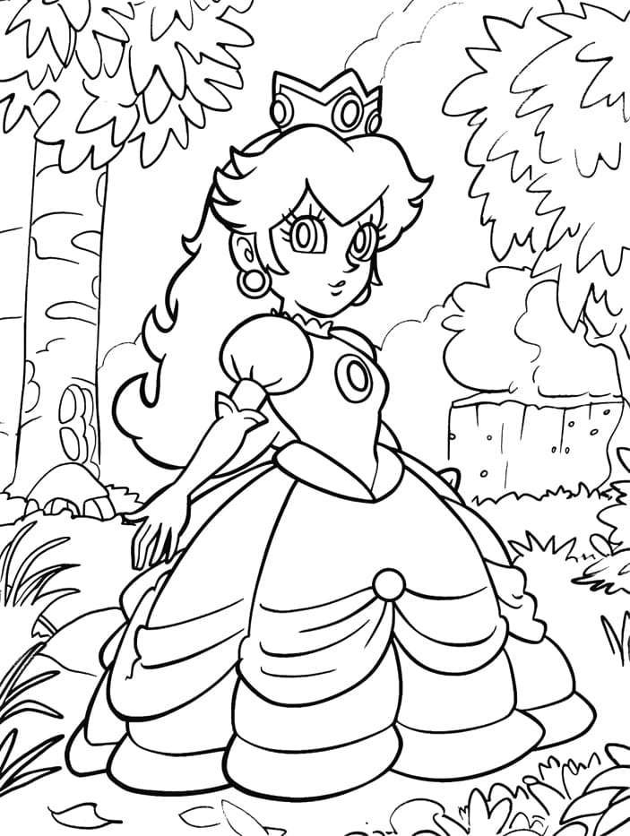 Prinsesse Peach i skoven Tegninger til Farvelægning