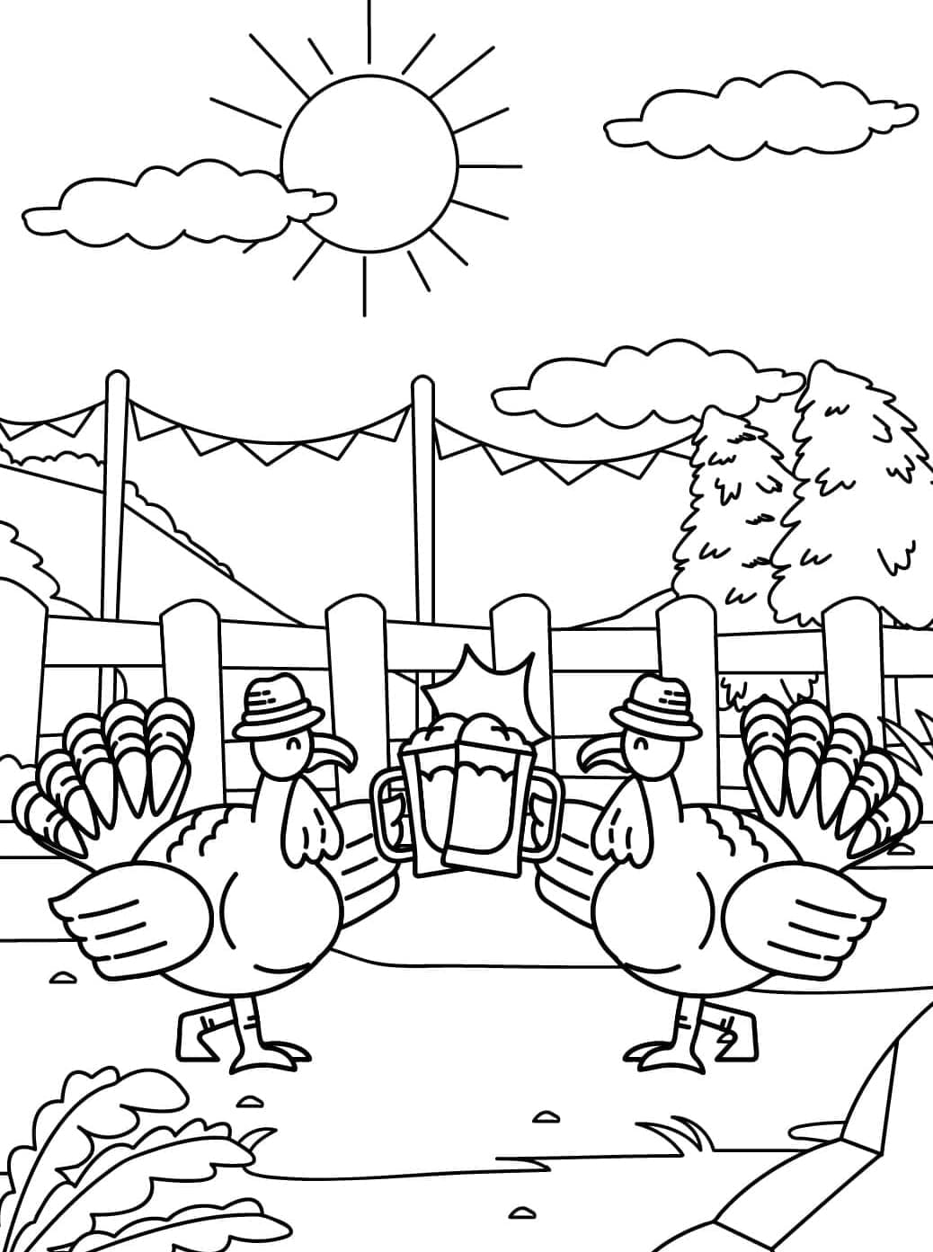 Søde kalkuner Tegninger til Farvelægning