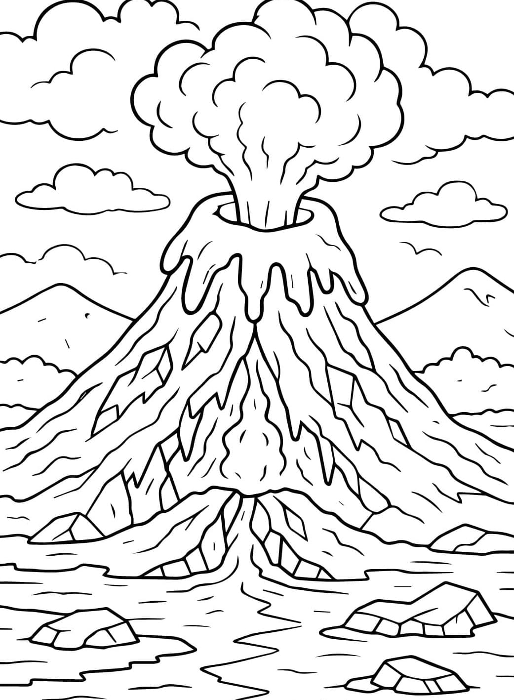 Stor vulkanbillede Tegninger til Farvelægning