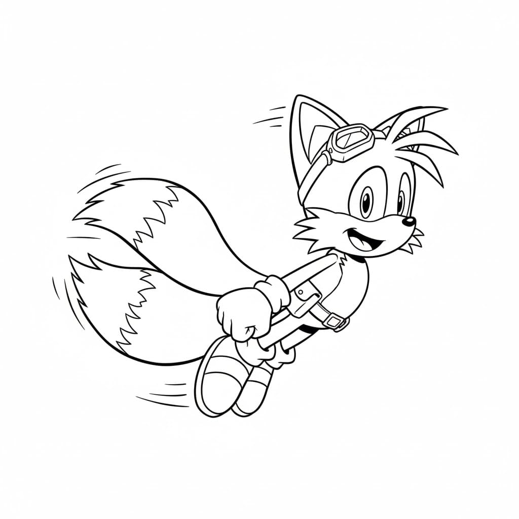 Tails flyvende Tegninger til Farvelægning