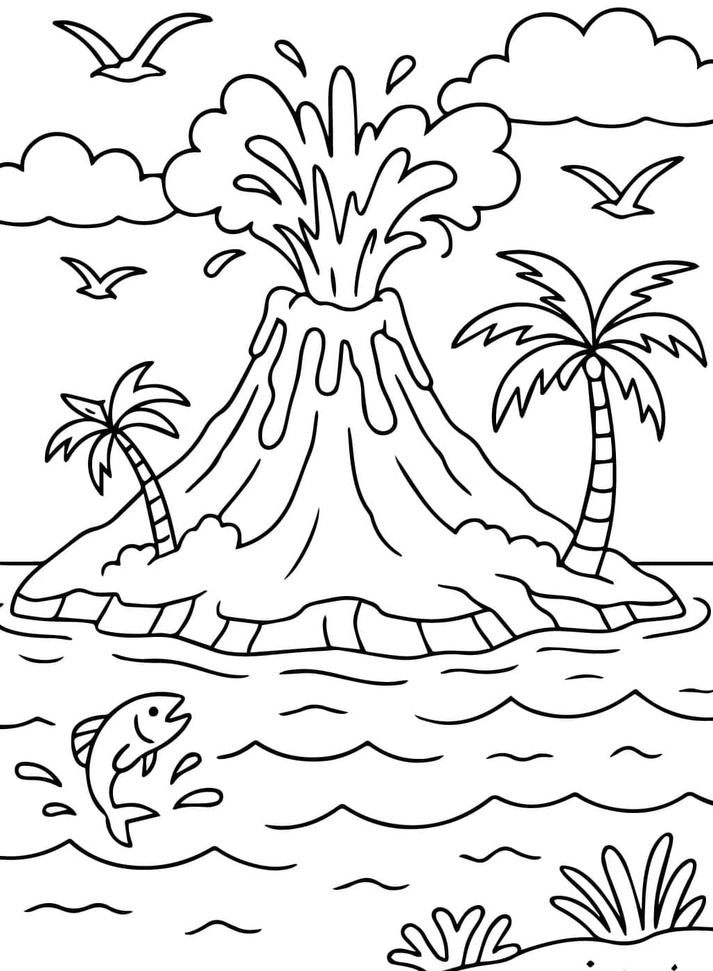 Vulkan i bjerget Tegninger til Farvelægning