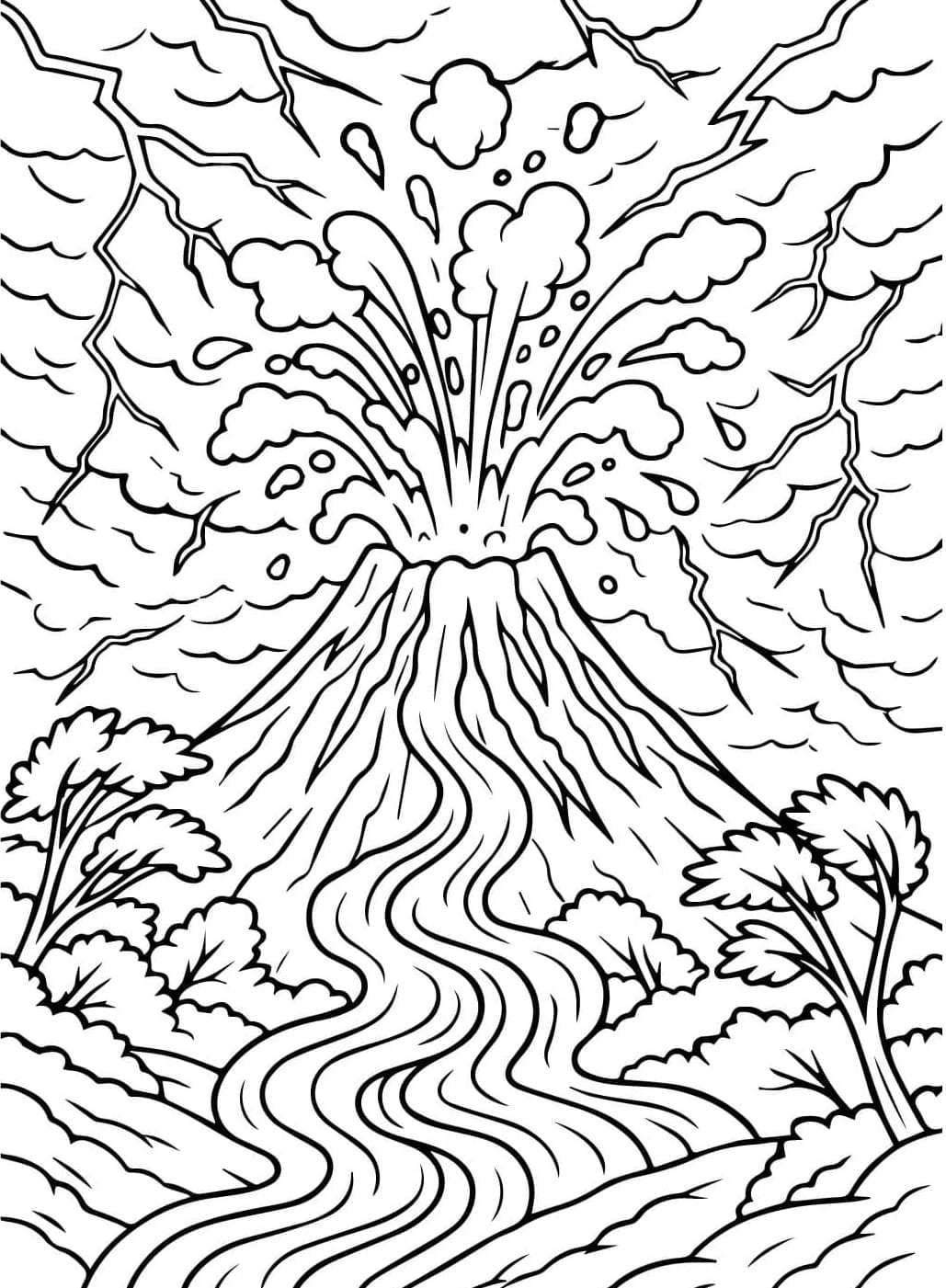 Vulkan Natur Tegninger til Farvelægning