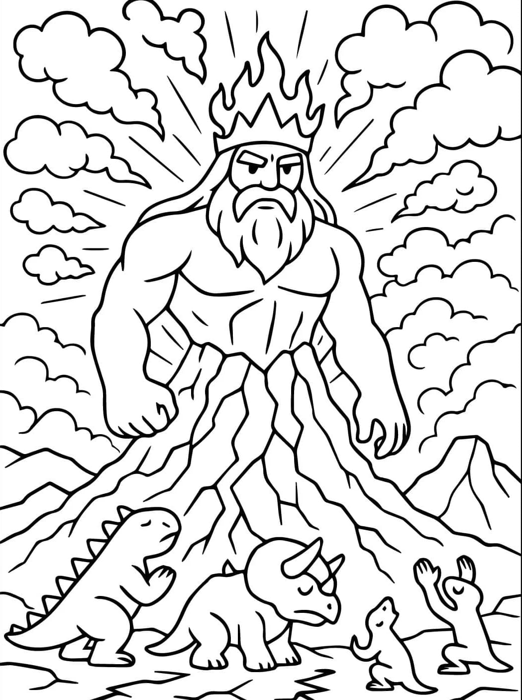Vulkan og Gud Tegninger til Farvelægning