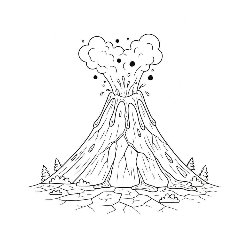 Vulkan Tegninger til Farvelægning