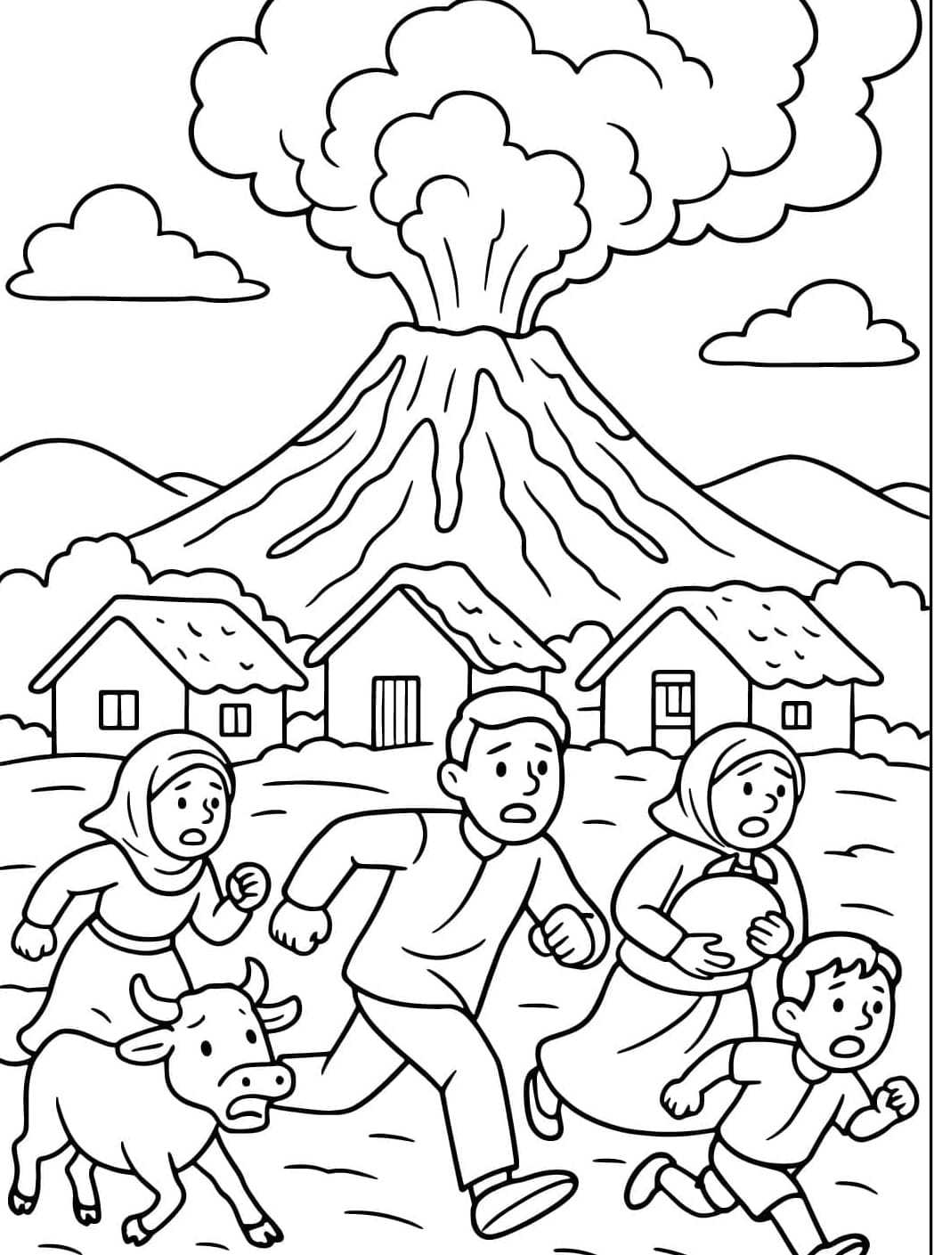 Vulkanscene Tegninger til Farvelægning