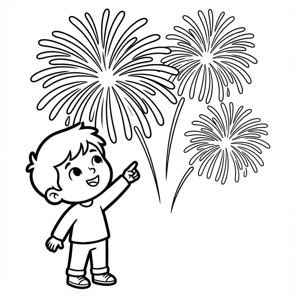 Baby dreng fyrværkeri Tegninger til Farvelægning