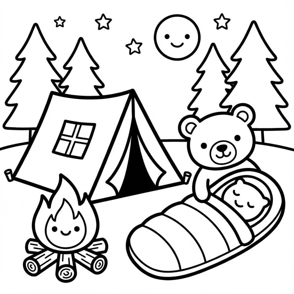 Camping printbar Tegninger til Farvelægning