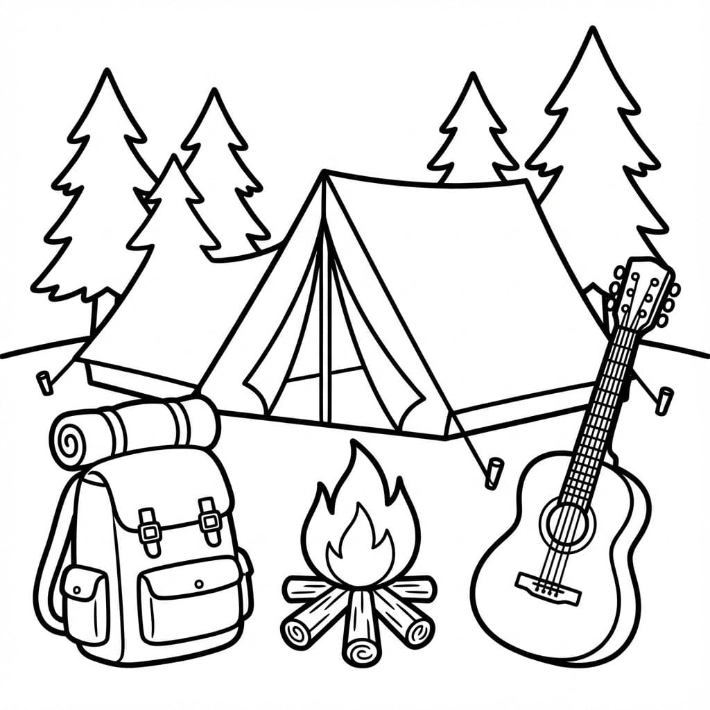 Campingartikler Tegninger til Farvelægning