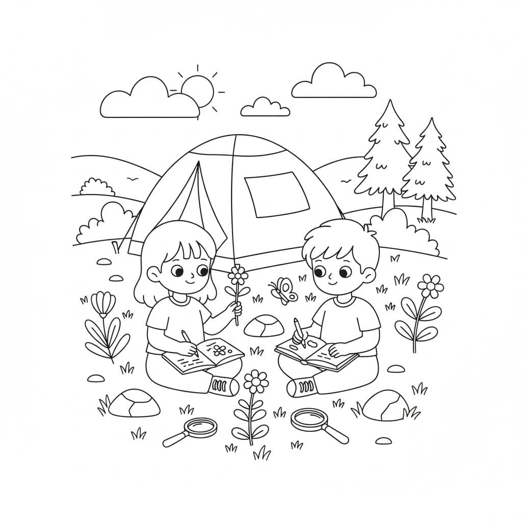 Campingglad Tegninger til Farvelægning