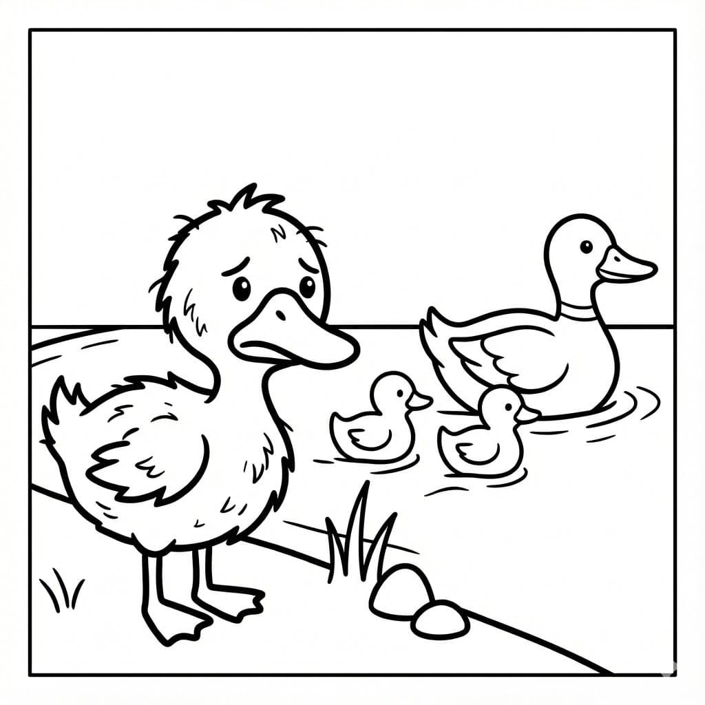 Den Grimme Ælling billede Tegninger til Farvelægning