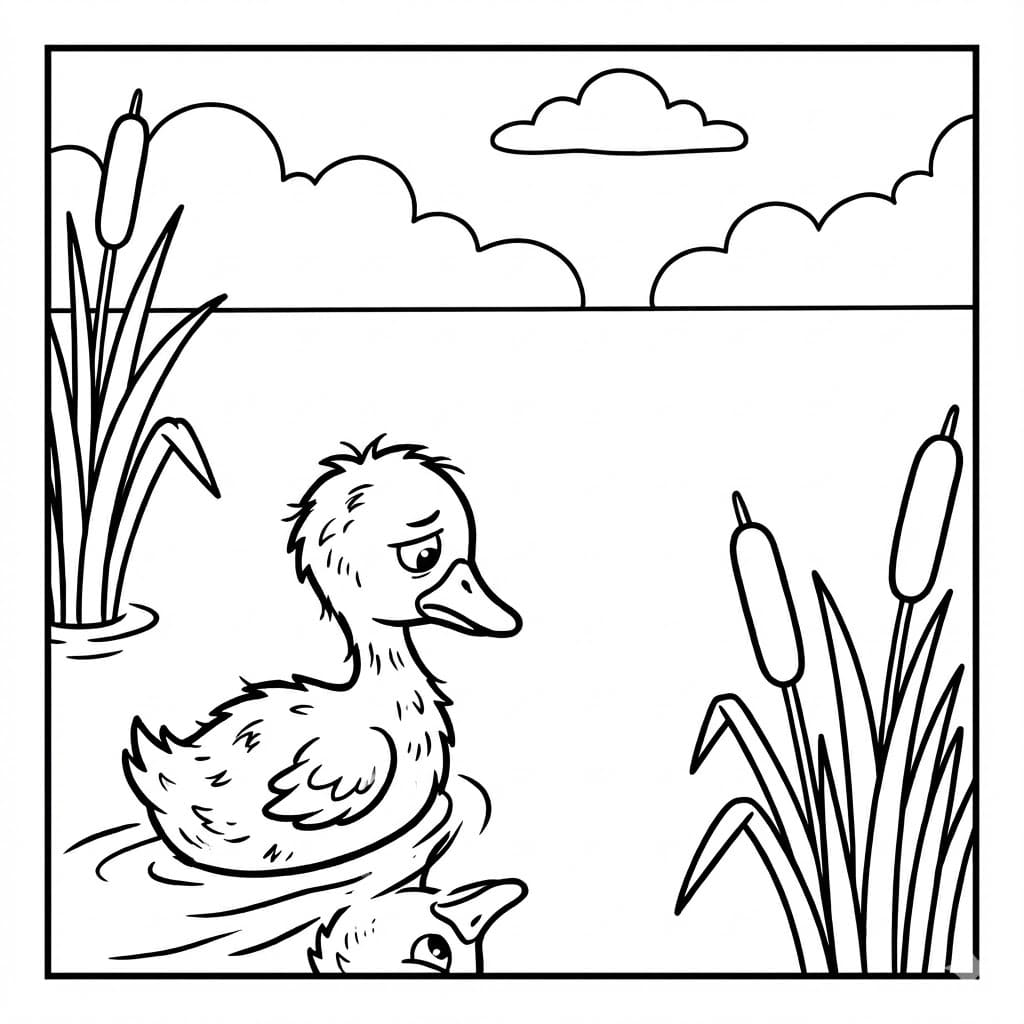 Den Grimme Ælling billede gratis Tegninger til Farvelægning