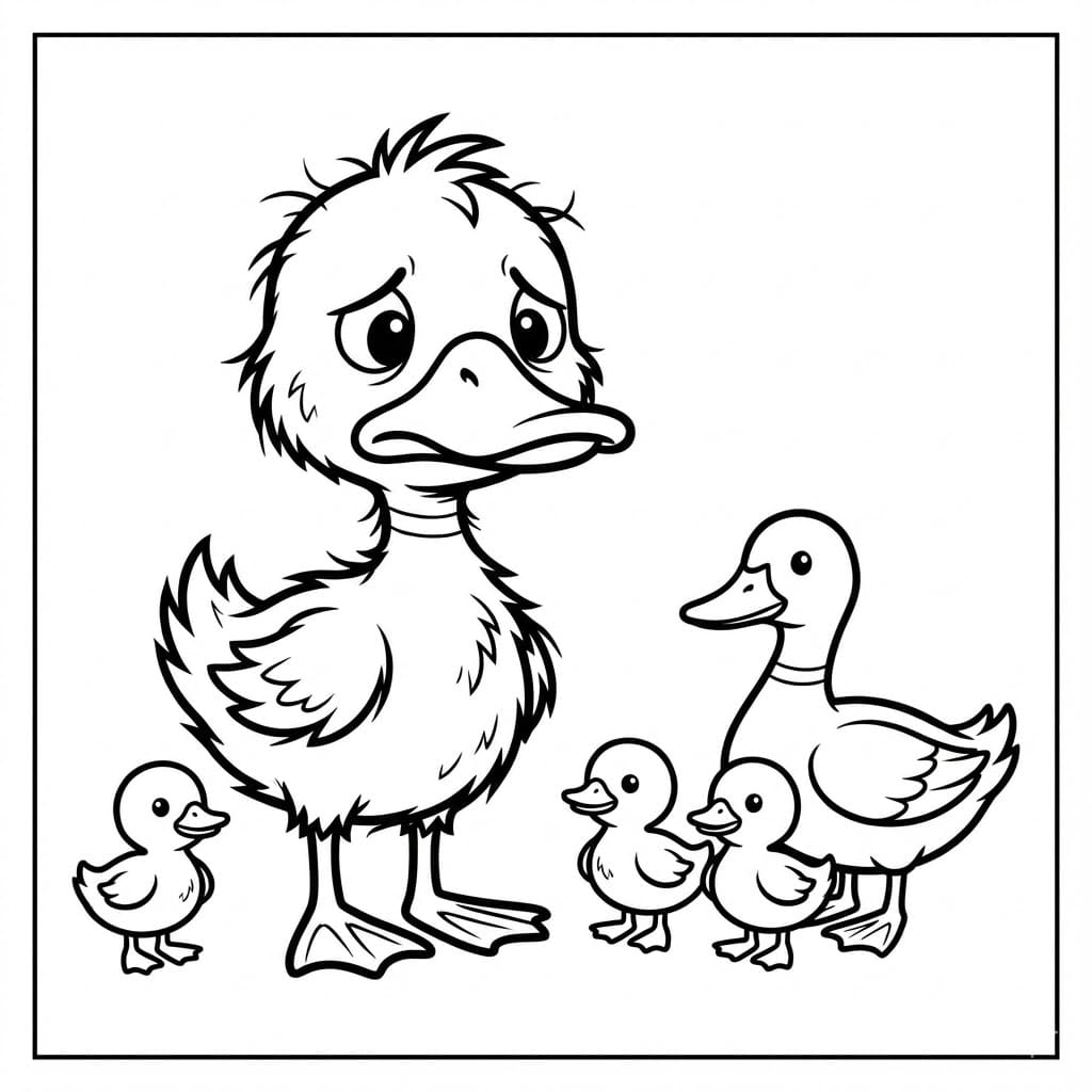 Den Grimme Ælling dejlig Tegninger til Farvelægning