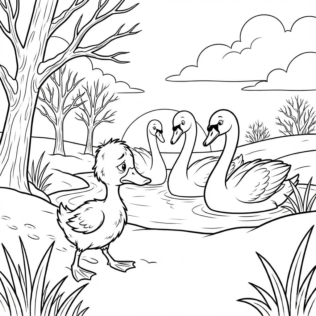 Den Grimme Ælling gratis Tegninger til Farvelægning