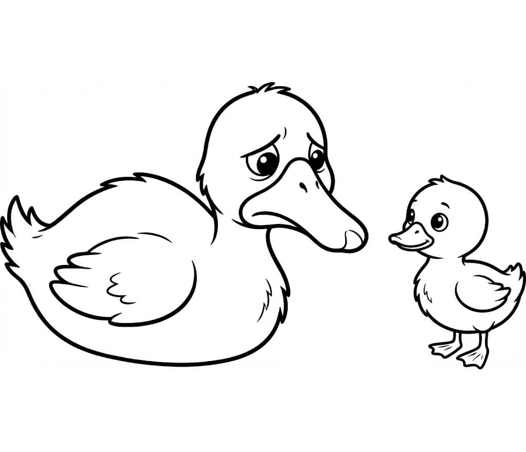 Den Grimme Ælling og andeunge Tegninger til Farvelægning