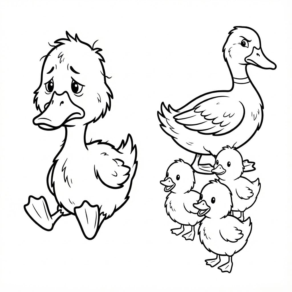 Den Grimme Ælling print gratis Tegninger til Farvelægning