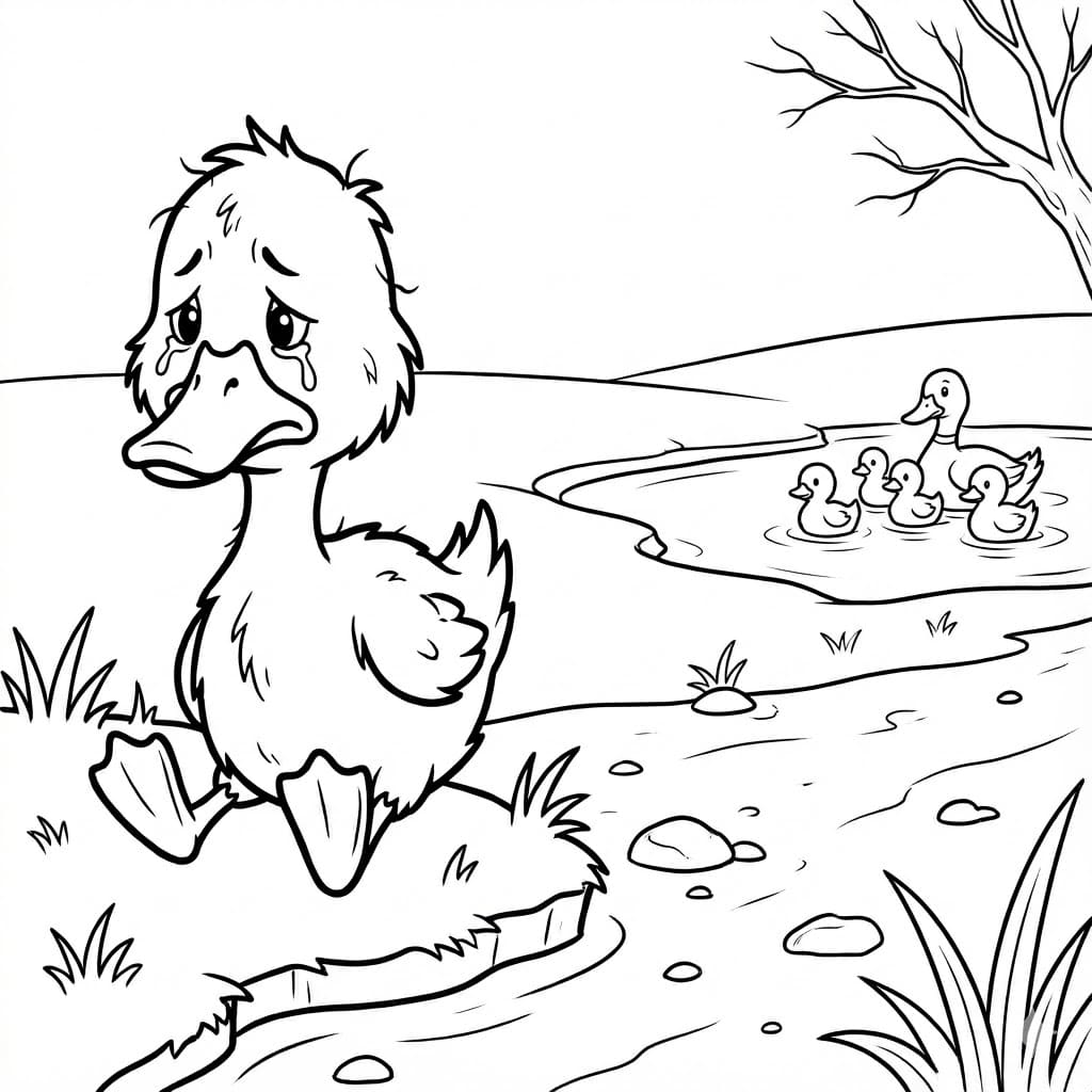 Den Grimme Ælling printbar gratis Tegninger til Farvelægning