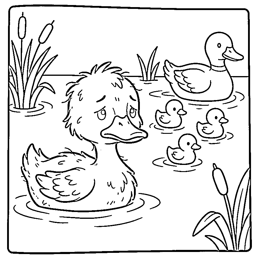 Den Grimme Ælling Tegninger til Farvelægning