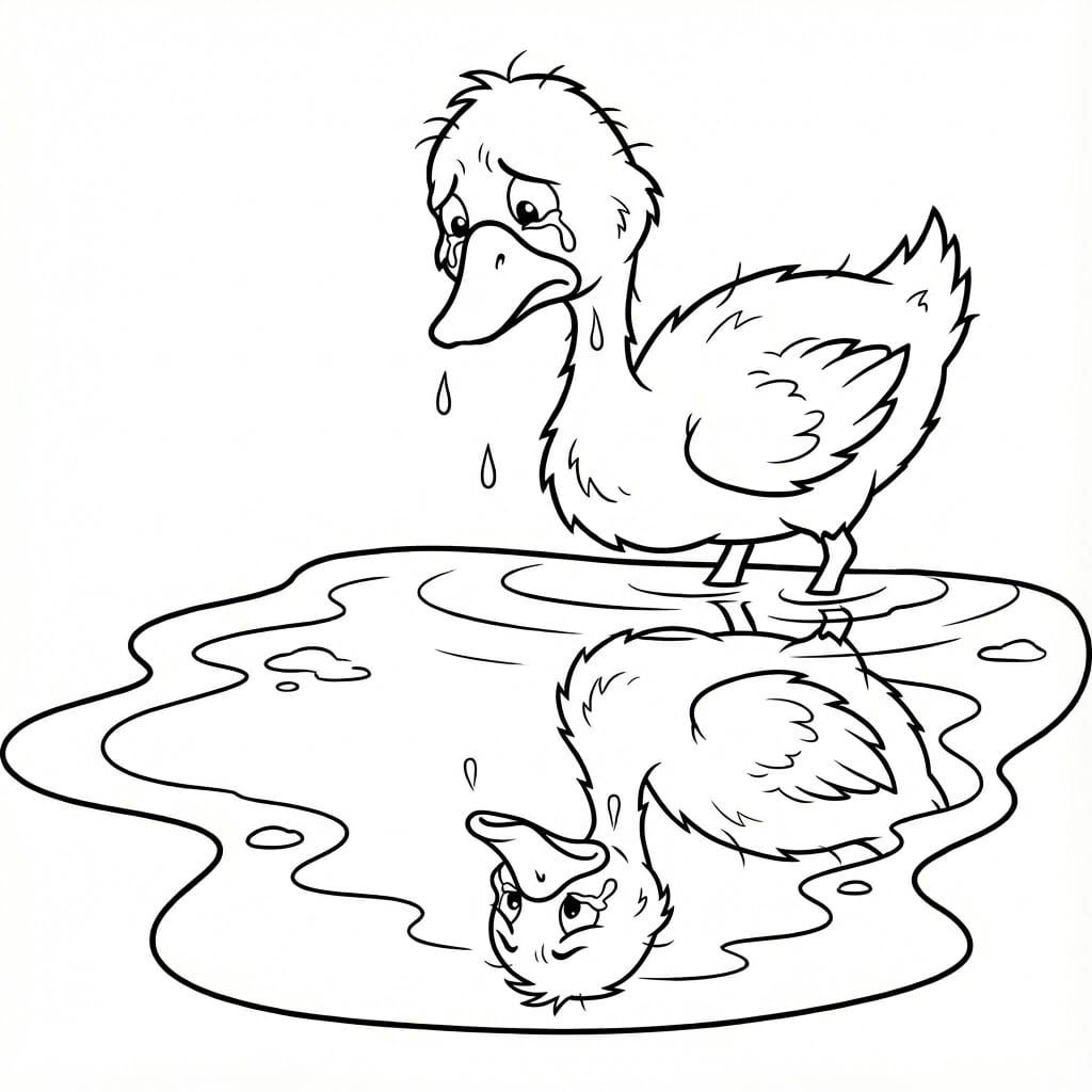 Den Grimme Ælling træt Tegninger til Farvelægning