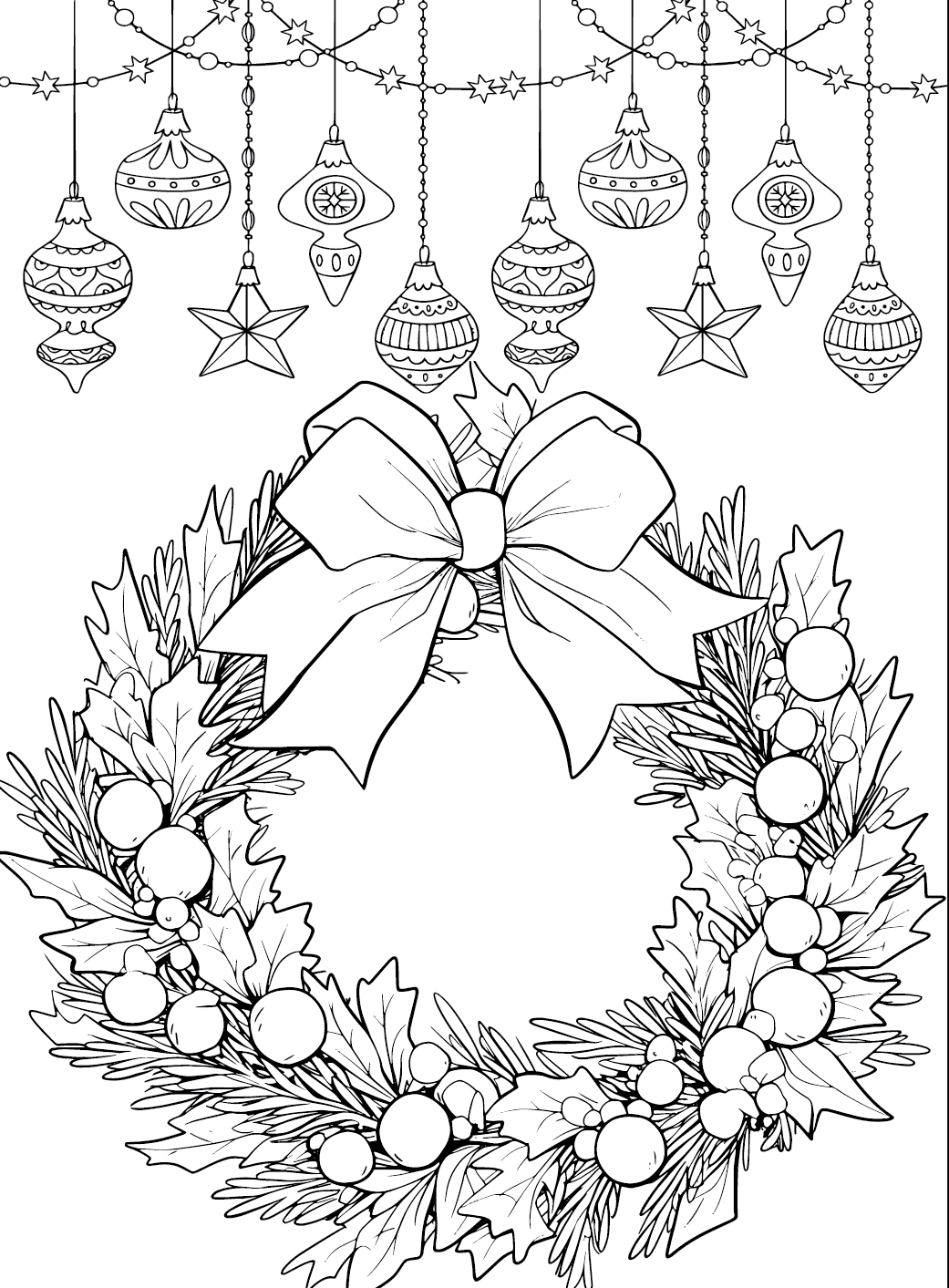 Design af en julekrans Tegninger til Farvelægning