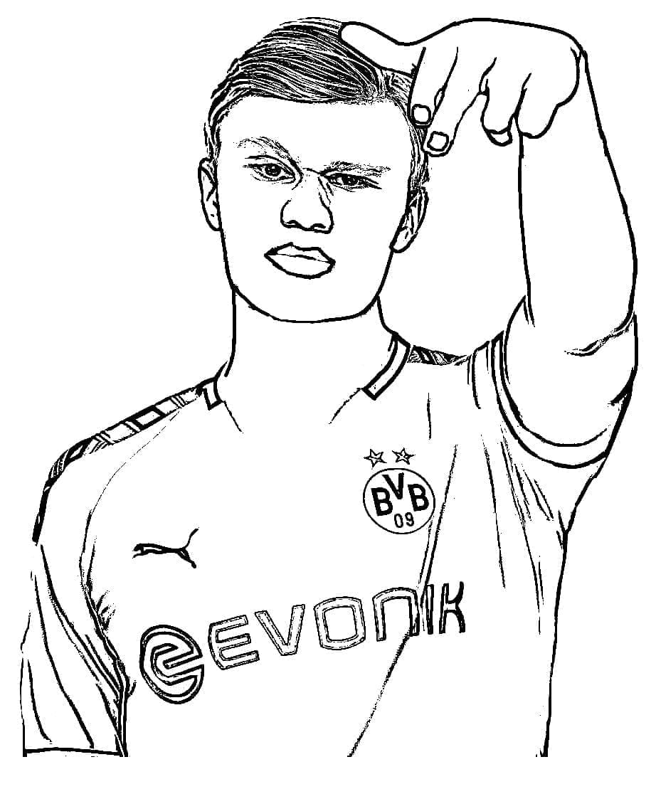 Erling Haaland Gratis printbar Tegninger til Farvelægning