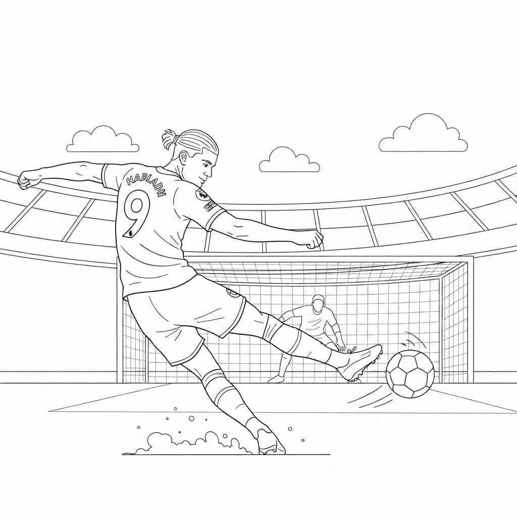 Erling Haaland skød Tegninger til Farvelægning