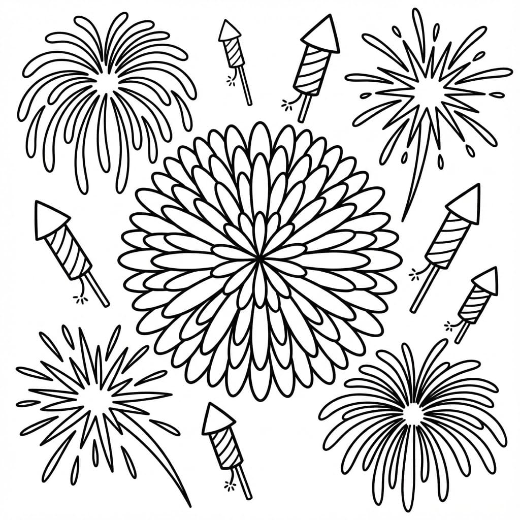 Fantastisk fyrværkeri Tegninger til Farvelægning