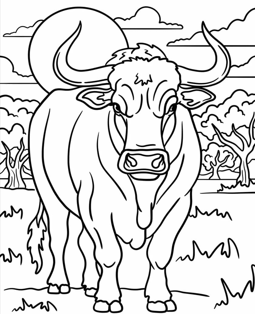 Fremadvendt tyr Tegninger til Farvelægning