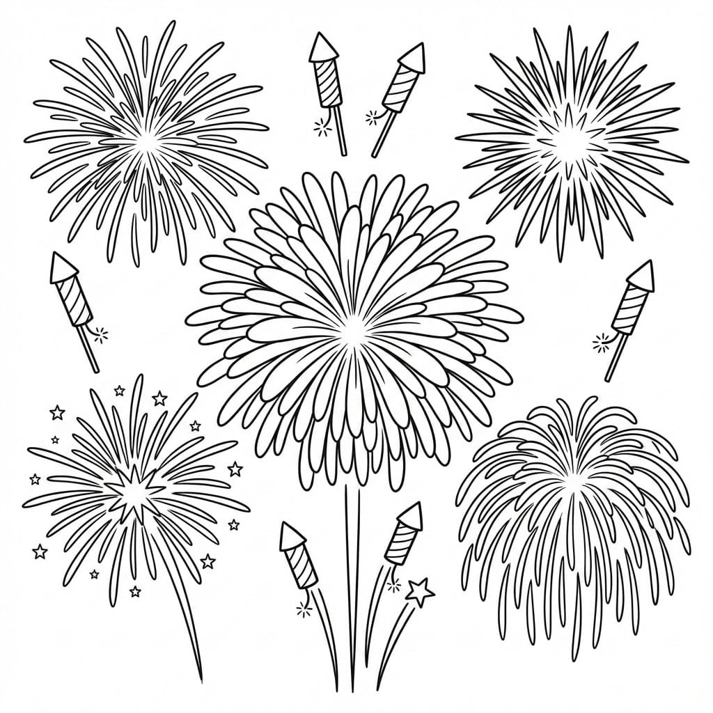 Fyrværkeri fantastisk Tegninger til Farvelægning